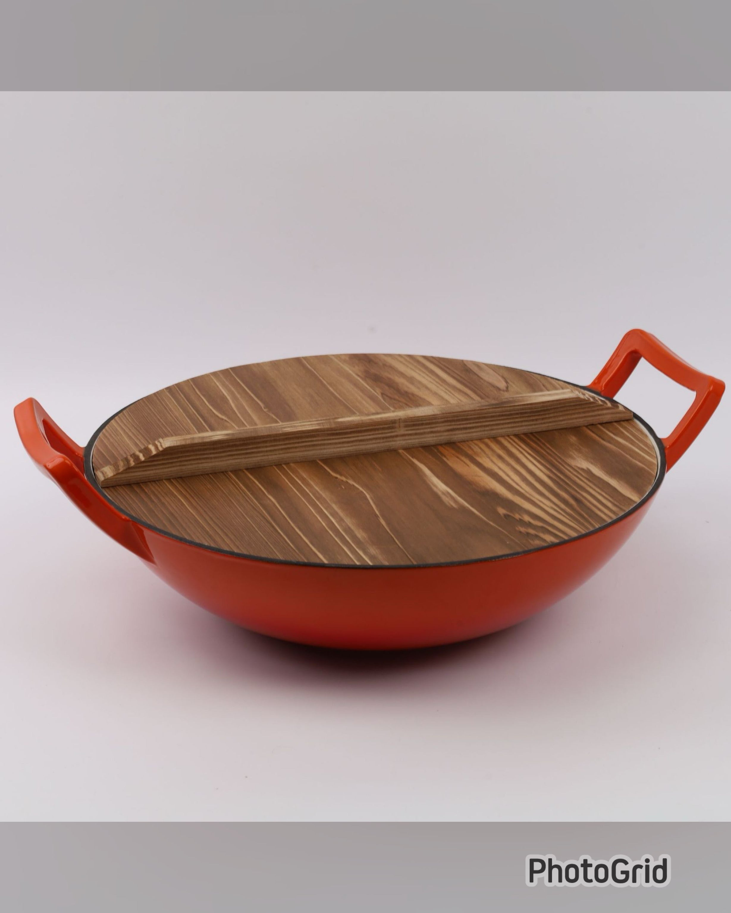 36cm Enamel Cast Iron Wok Pan